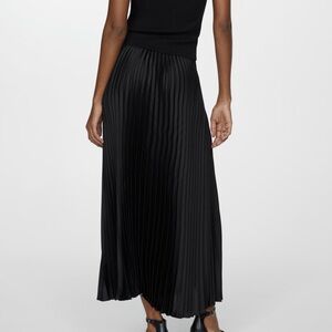 Mango Black Maxi Pleated Skirt